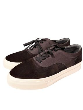Vince Men's Sonny Lace Up Oxford Sneakers Black Suede Leather Size 10.5